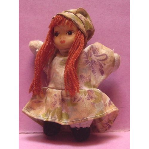 Ancienne Poupée Porcelaine/Résine / Chiffon Longs Cheveux Roux- 10 Cm