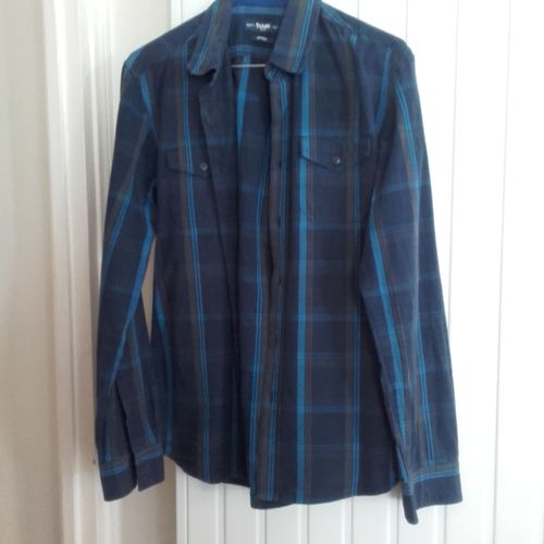Chemise Manches Longues Bleue À Carreaux 16 Ans