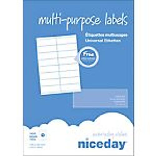 Étiquettes Multifonctions Niceday 980456 Blanc 1600 Étiquettes 100 Feuilles De 16 Étiquettes