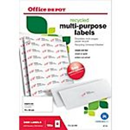 Étiquettes Multifonctions Recyclées Office Depot Coins Droits 2400 Étiquettes 100 Feuilles De 24 Étiquettes