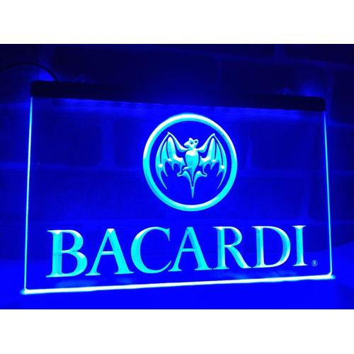 Panneau Pub Bacardi Rhum Led Enseigne Bar Cafe Lumineuse Neon Lampe