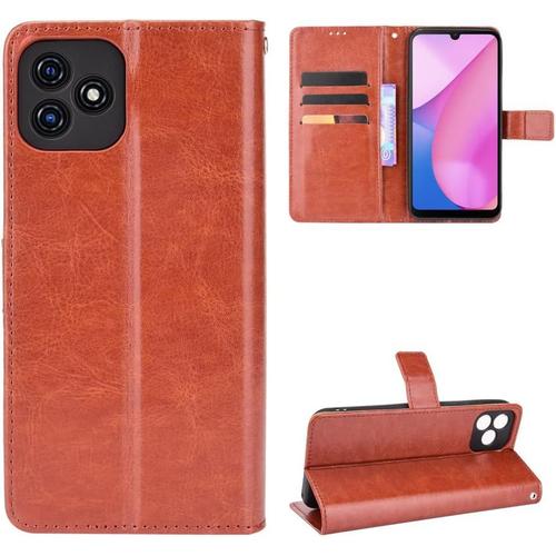 Coque Cuir Pour Blackview Oscal C20coque Pour Blackview Oscal C20 Coque Housse Etui Cover Brown