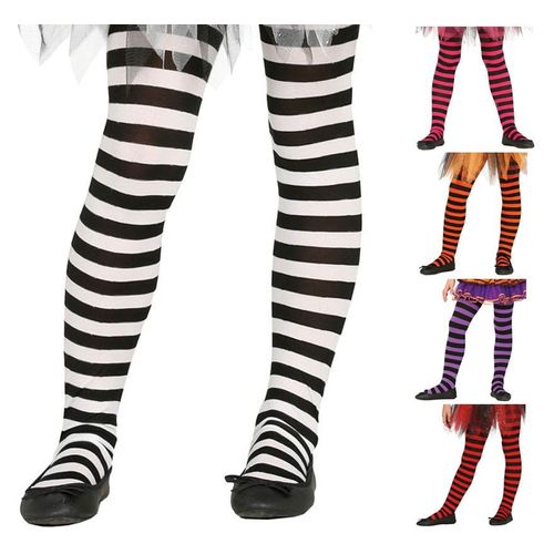 Collants Blancs Avec Rayures Noires Pour Enfants (Taille 4-9a)