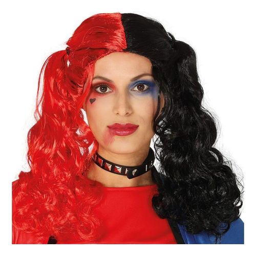 Perruque Avec Couettes Rouge Et Noire (Taille Unique Adulte)