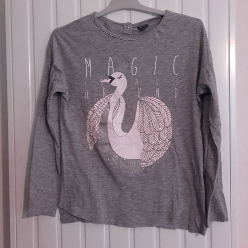 T-Shirt Gris Fille 12 Ans Kiabi "Cygne