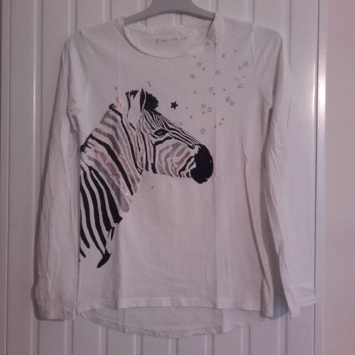 T-Shirt Fille 12 Ans Gemo Tête De Zebre Écru