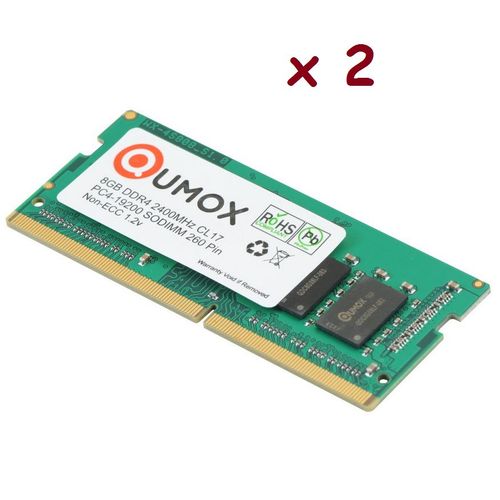 2x QUMOX 8Go DDR4 2400 2400MHz PC4-19200 PC-19200 (260 PIN) SODIMM mémoire 8GB pour ordinateur portable (PAS compatible ordinateur de bureau)