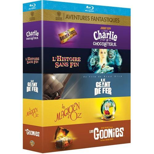 Collection De 5 Films Aventures Fantastiques Warner : Le Géant De Fer + L'histoire Sans Fin + Les Goonies + Charlie Et La Chocolaterie + Le Magicien D'oz - Pack - Blu-Ray