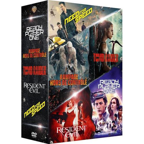 Coffret Films Issus De Jeux Vidéo : Rampage - Hors De Contrôle + Tomb Raider + Ready Player One + Resident Evil + Need For Speed - Pack