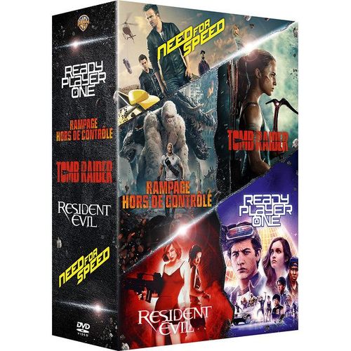 Coffret Films Issus De Jeux Vidéo : Rampage - Hors De Contrôle + Tomb Raider + Ready Player One + Resident Evil + Need For Speed - Pack