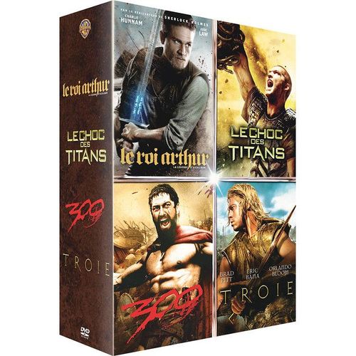 Coffret Guerriers De Légende : Le Roi Arthur + Troie + 300 + Le Choc Des Titans - Pack
