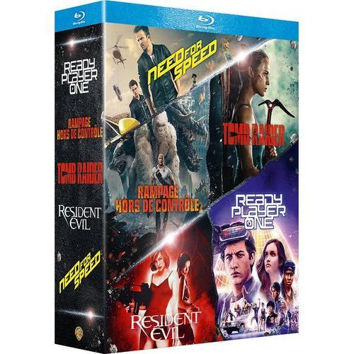 Coffret Films Issus De Jeux Vidéo : Rampage - Hors De Contrôle + Tomb Raider + Ready Player One + Resident Evil + Need For Speed - Pack - Blu-Ray