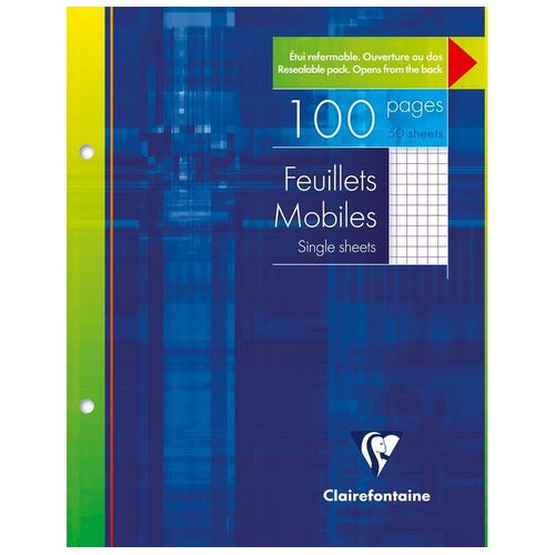 Clairefontaine Pqt De 50 Feuillets Mobiles 17x22 Cm 100 Pages Q.5x5