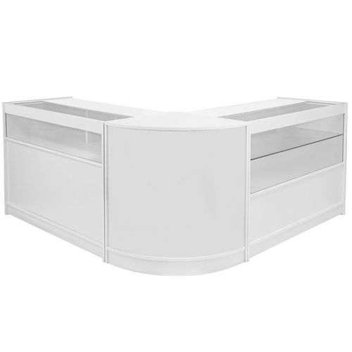 Pack Leo, Lot De 3 Vitrines Comptoirs Blanc Brillant Pour Commerces Et Magasins