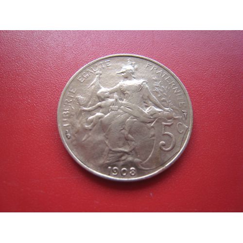 Pièce De Monnaie 5 Centimes Type Dupuis France 1908