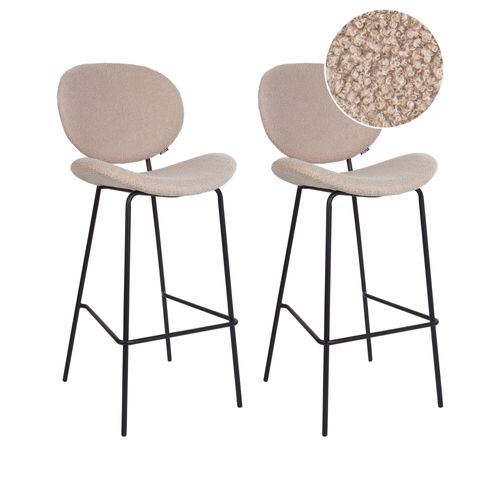 Lot De 2 Chaises De Bar En Bouclé Beige Clair Luana