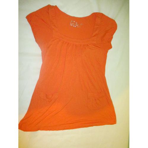 Haut Tee Shirt Tunique Orange Taille M