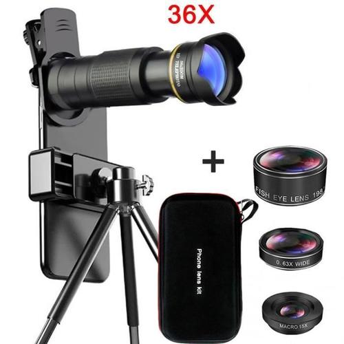 4k Hd 36x Télescope Optique Zoom Téléphone Caméra Lentille Téléobjectif Pour Iphone Huawe