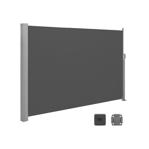 Store Latéral 180 X 450 Cm (H X L) Brise-Vue Rétractable Pare-Soleil Pour Balcon Terrasse Jardin Gris Anthracite Helloshop26 12_0001834