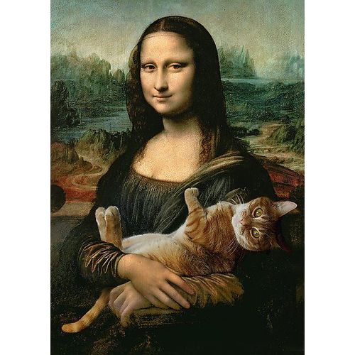 Puzzle 500 pièces Mona Lisa and Purring Kitty