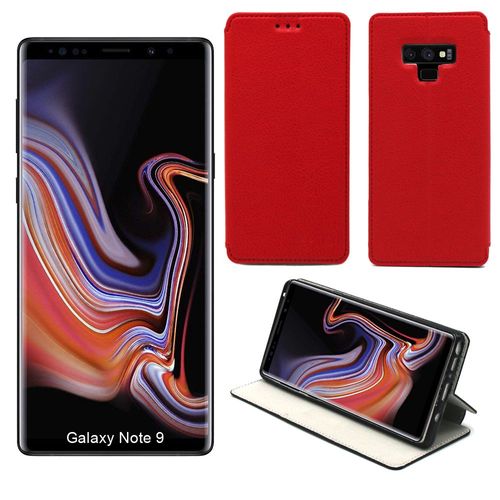 Etui Luxe Samsung Galaxy Note 9 Rouge Slim Cuir Style Stand Smartphone 2018 - Housse Coque Anti Choc De Protection Note9 - Accessoires Pochette Case