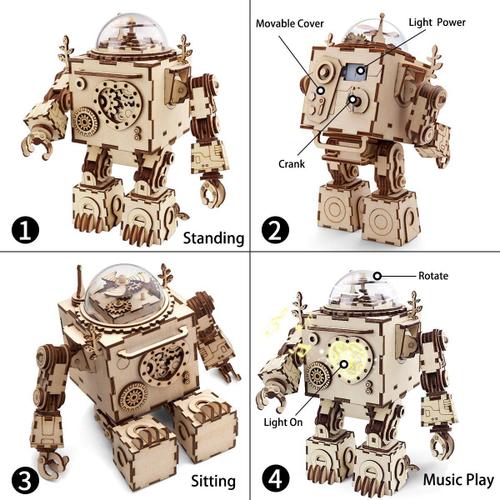 Robotime Puzzle 3D en Bois Mechanism Music Box-Wooden Model