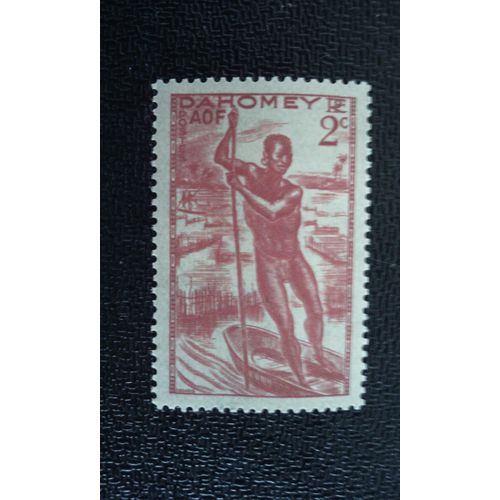 Timbre Dahomey (Benin) Yt 120 Homme Sur La Pirogue 1941