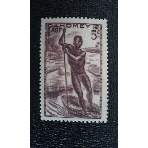 Timbre Dahomey (Benin) Yt 122 Homme Sur La Pirogue 1941