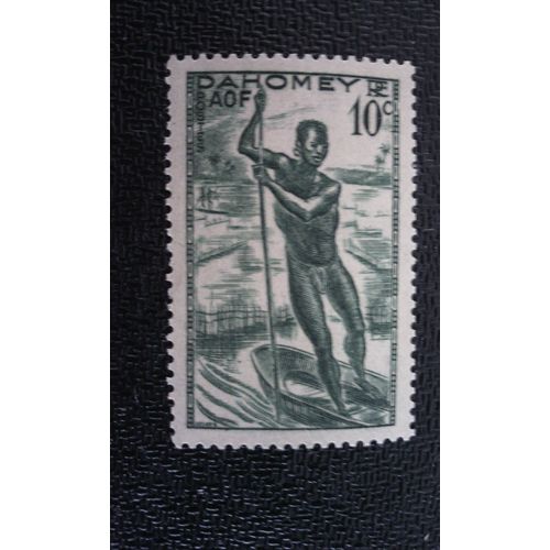 Timbre Dahomey (Benin) Yt 123 Homme Sur La Pirogue 1941