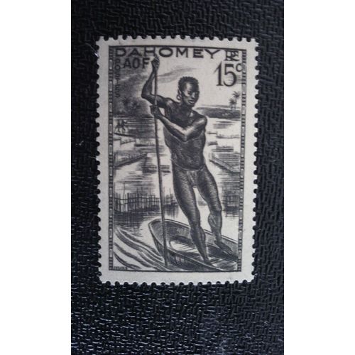 Timbre Dahomey (Benin) Yt 124 Homme Sur La Pirogue 1941