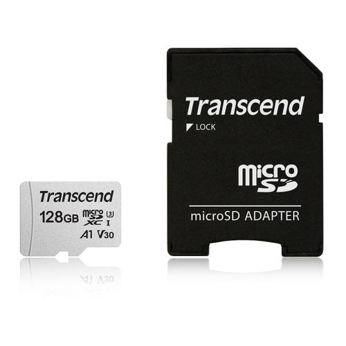 Transcend 300S - Carte mémoire flash (adaptateur inclus(e)) - 128 Go - A1 / Video Class V30 / UHS-I U3 - micro SDXC