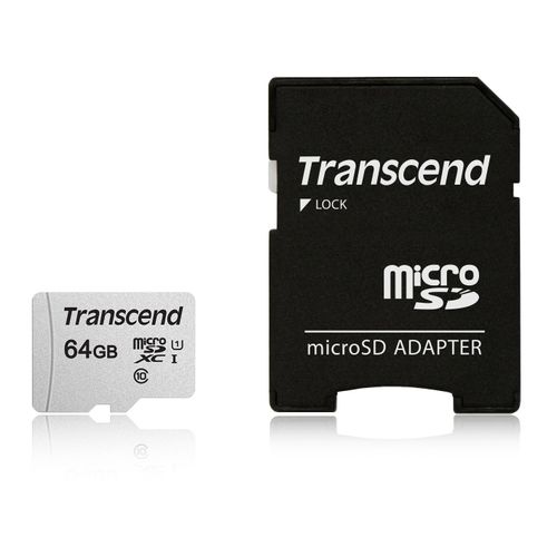 Transcend 300S - Carte mémoire flash (adaptateur inclus(e)) - 64 Go - UHS-I U1 / Class10 - microSDXC UHS-I