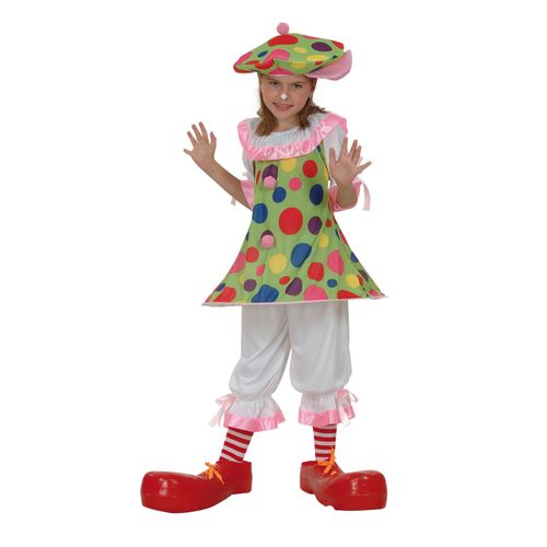 Déguisement Clown À Pois Colorés Fille - Taille: L 10-12 Ans (130-140 Cm)