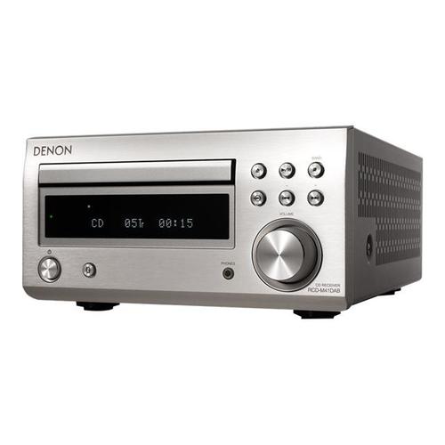 Denon D-M41DAB - Micro-système - bloc argenté et enceintes noires