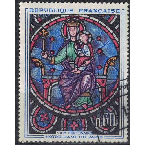 France 1964 Oblitéré Used Vitrail Viiiè Centenaire Notre Dame De Paris Y&t 1419