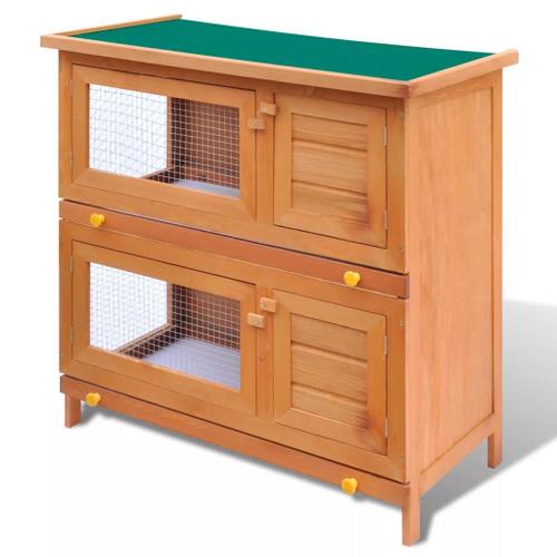 Clapier d'extérieur Enclos pour petits animaux 4 portes Bois