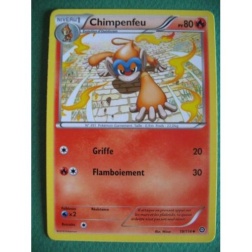 Carte Pokemon - Chimpenfeu - 19/114 - Xy - Offensive Vapeur - 2016 - Sc2