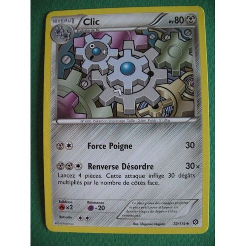 Carte Pokemon - Clic - 72/114 - Xy - Offensive Vapeur - 2016 - Sc2