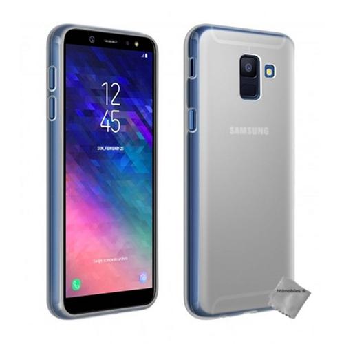 Housse Etui Coque Pochette Silicone Gel Fine Pour Samsung Galaxy J6 (2018) + Verre Trempe - Blanc Transparent