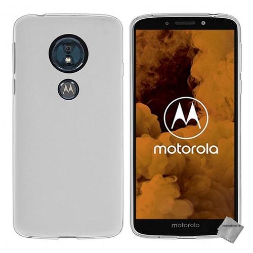Housse Etui Coque Pochette Silicone Gel Fine Pour Motorola Moto G6 Play + Verre Trempe - Blanc Transparent
