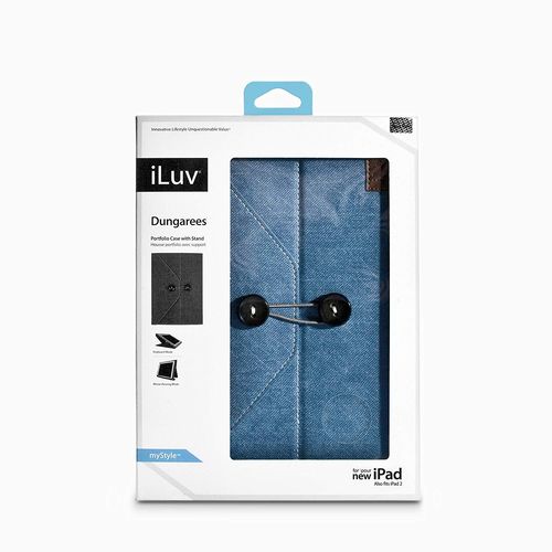 Iluv Icc837blu Dungarees Housse En Jeans (Turquoise) Pour Ipad 3/2 Housse Portfolio Avec Support