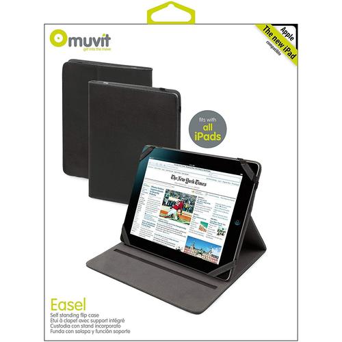 Muvit Easel Muctb0103 Etui À Clapet Avec Support Intégré Pour Tous Les Ipad ( The New Ipad) Noir Simili Cuir