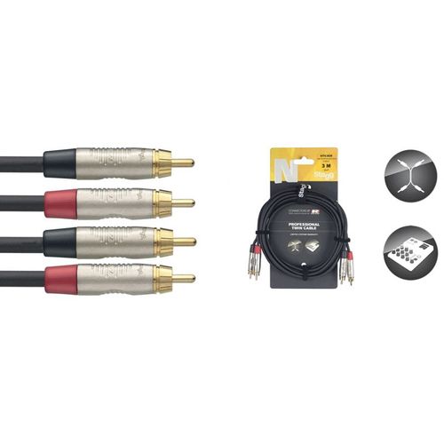 CABLE BRETELLE 2 RCA MALE VERS 2 RCA MALE QUALITE PROFESSIONNELLE LONGUEUR 3 METRES