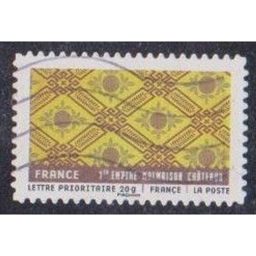 Timbre N° A523 Y & T Lettre Prioritaire 20g. Multicolore Tissus Du Monde Motifs Sur Tissu Français Du 1er Empire (Château De Malmaison)