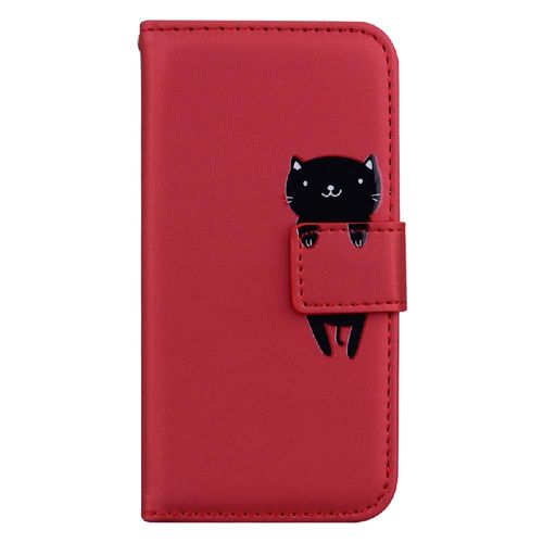 Flip Étui Pour Iphone 15 Pro Max Couverture Rabotant Portefeuille Étui En Cuir Simple Entreprise Antichoc - Rouge
