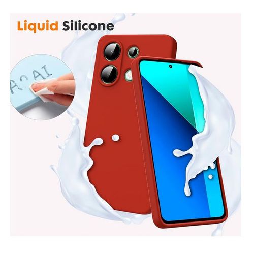 Coque Pour Xiaomi Redmi Note 13 4g - Housse Etui Silicone Gel Fine + Verre Trempe - Rouge