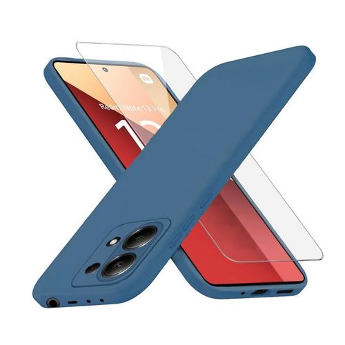 Coque Pour Xiaomi Redmi Note 13 Pro 4g / Poco M6 Pro 4g - Housse Etui Silicone Gel Fine + Verre Trempe - Bleu Fonce