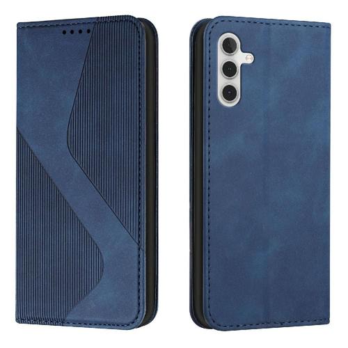 Étui Pour Samsung Galaxy S23 Fe Magnétique Folio Flip Portefeuille Portefeuille, Titulaire De Fentes Pour Cartes Cuir Pu - Bleu