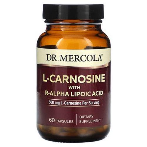 Dr. Mercola L-Carnosine Et Acide R-Alpha-Lipoïque, 500 Mg, 60 Capsules (250 Mg Par Capsule) 