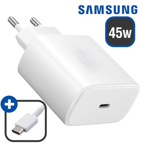 Original 45W Chargeur Secteur USB-C Blanc Prise de Courant Adaptateur Type-C Charge Fast Charging Ultra Rapide Origine Pour Samsung Galaxy C55 / M55